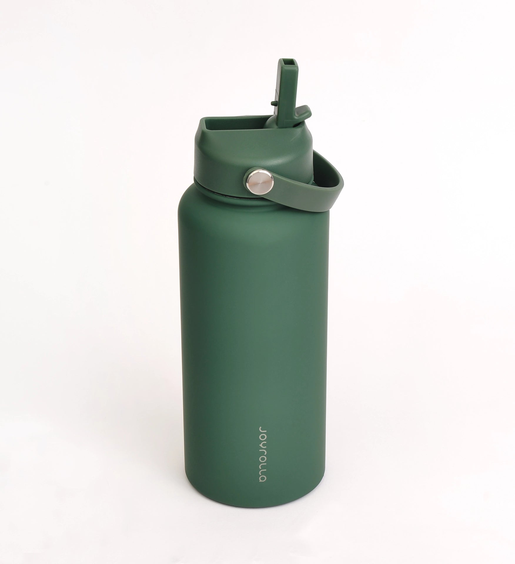 Insulated Water Bottle 1 litre - Straw Lid - Forest green