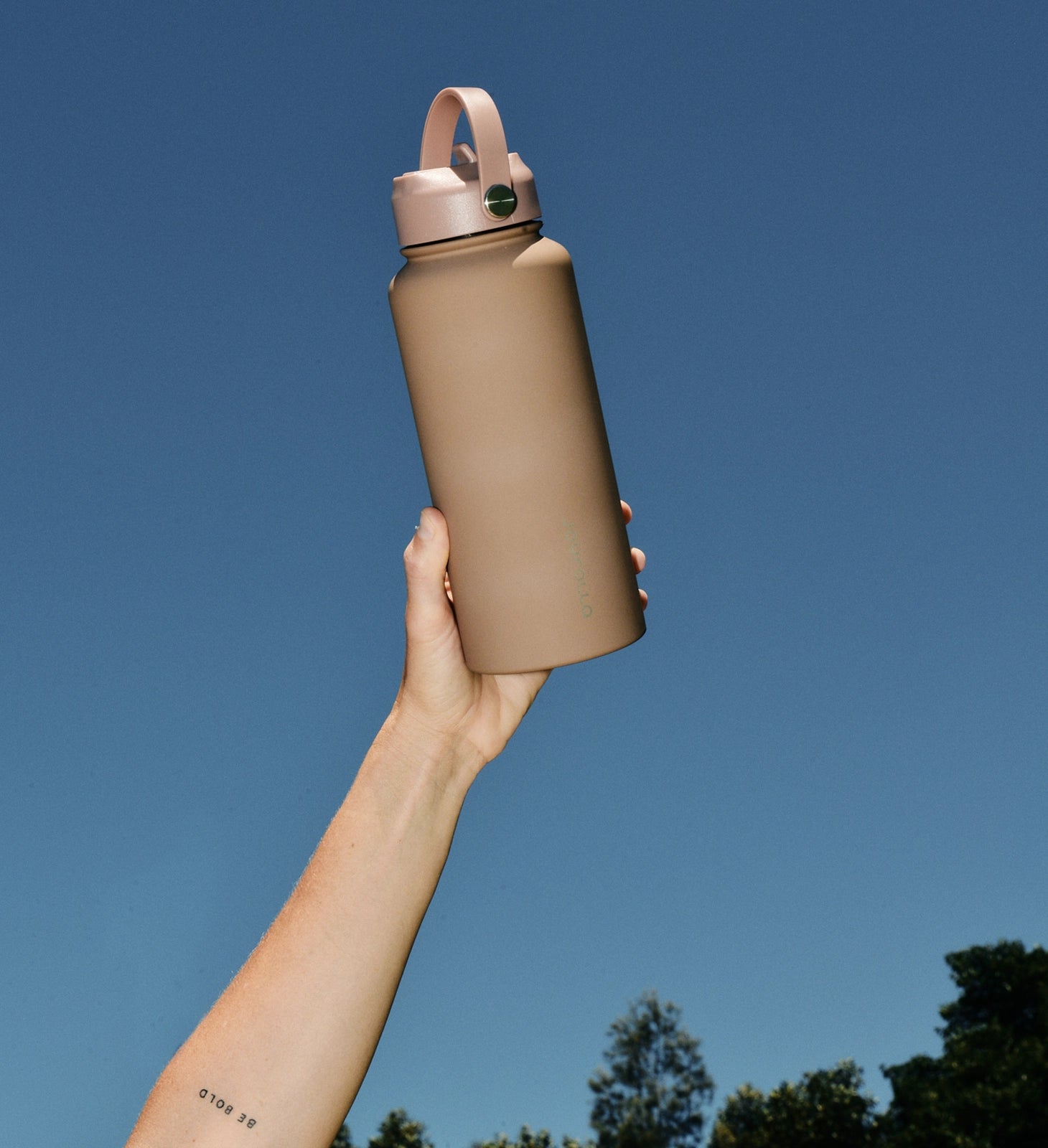 Insulated Water Bottle 1 litre - Straw Lid - Mocha